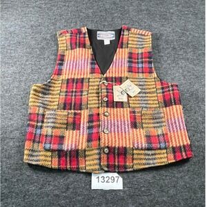 Resource Plaid Vest Mens XL Multi Color Excellent Vintage Recycled Wool Blend
